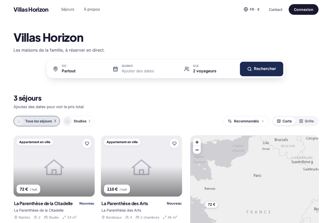 Une sélection vue par le voyageur : son titre, sa recherche et uniquement ses logements